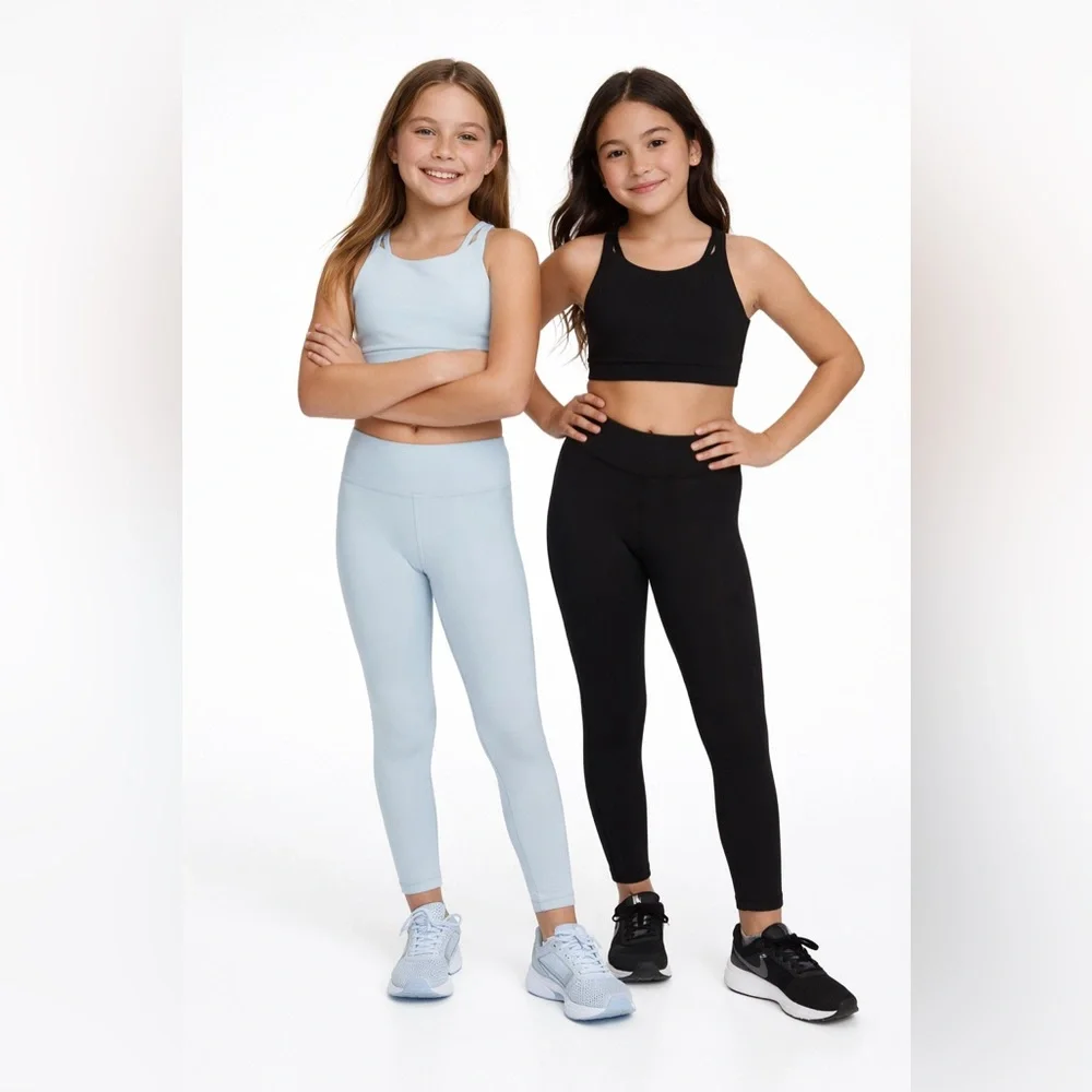 Athleta Kids Black & Light Blue Sports Bra